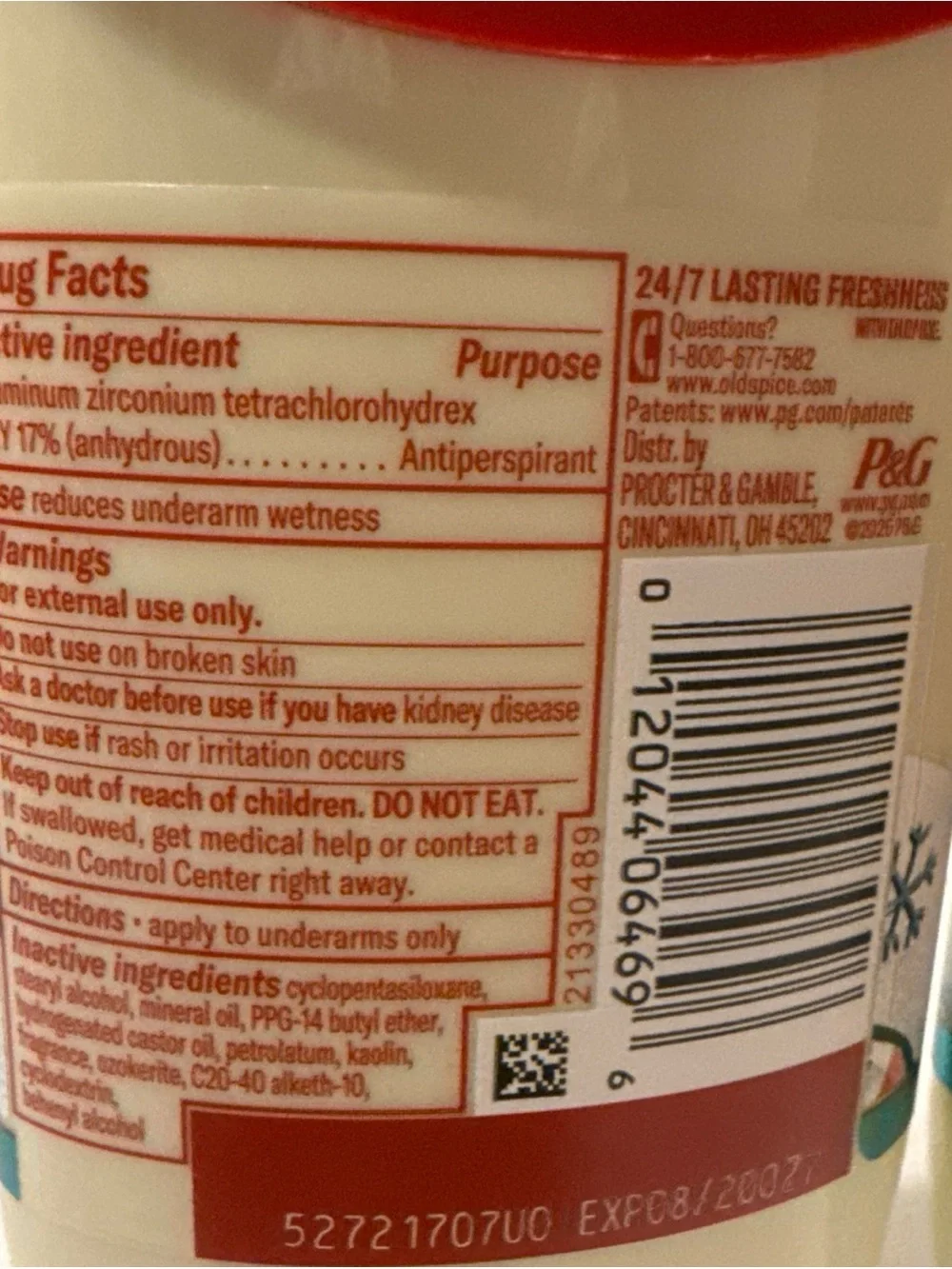 Old Spice Peppermint Slopes Antiperspirant Deodorant - Red & Cream (Lot of 2)